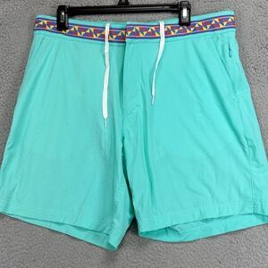 Okaicos‎ Swim Trunks Adult 34 Aqua Mojito Mint Aztec Swimwear Drawstring Mens